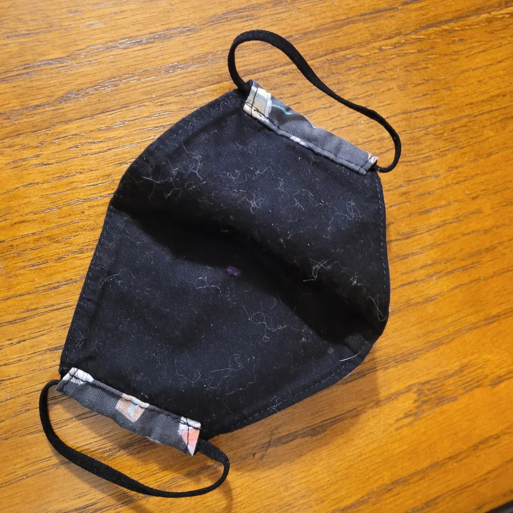 Kids Black Face Mask with Colorful Drink Print